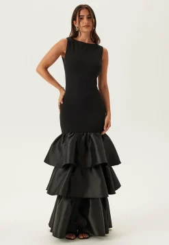 Satin Frill Maxi Dress