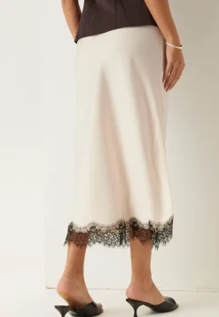 Satin Lace Midi Skirt