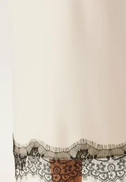 Satin Lace Midi Skirt