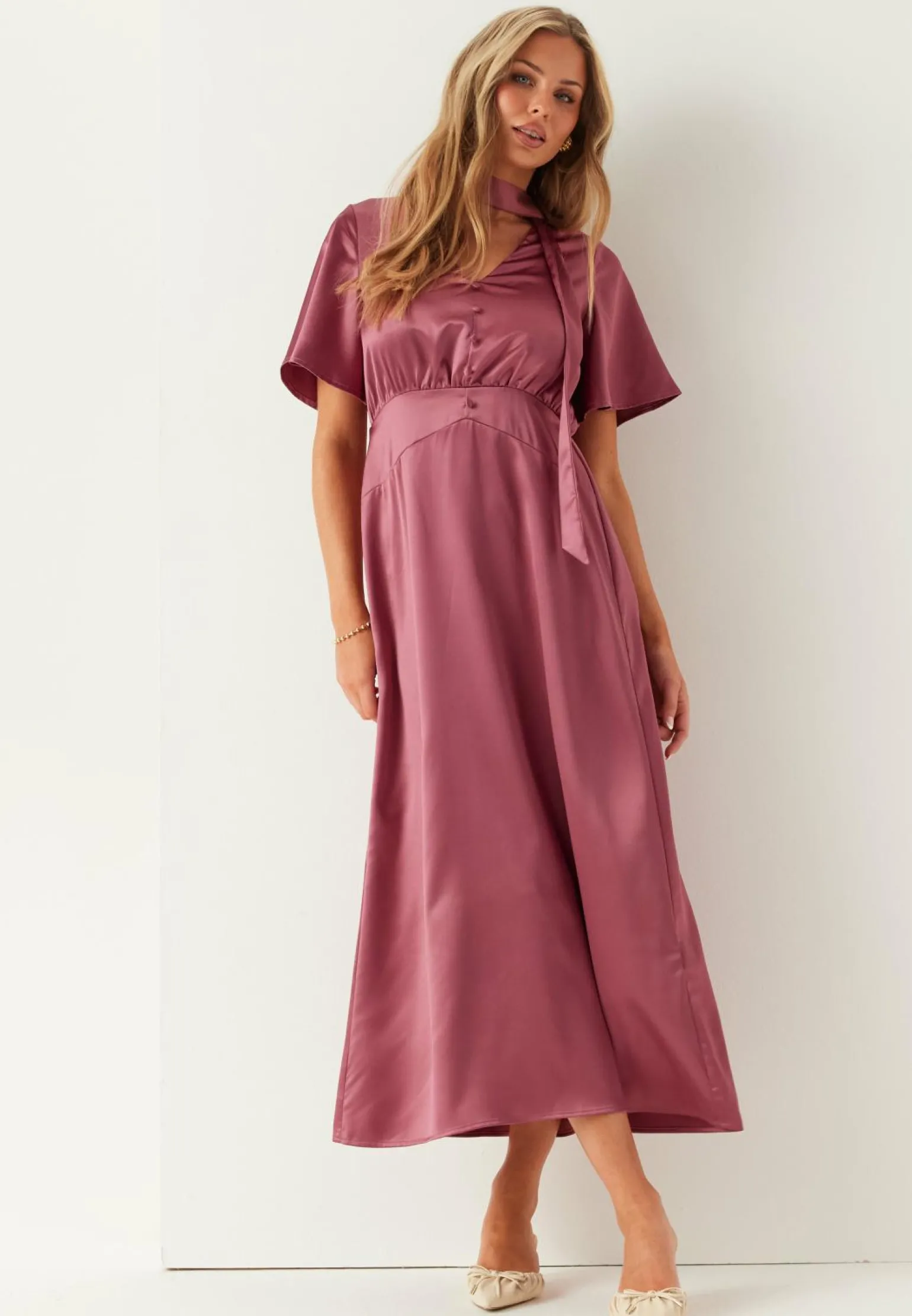 Satin Scarf Maxi Dress