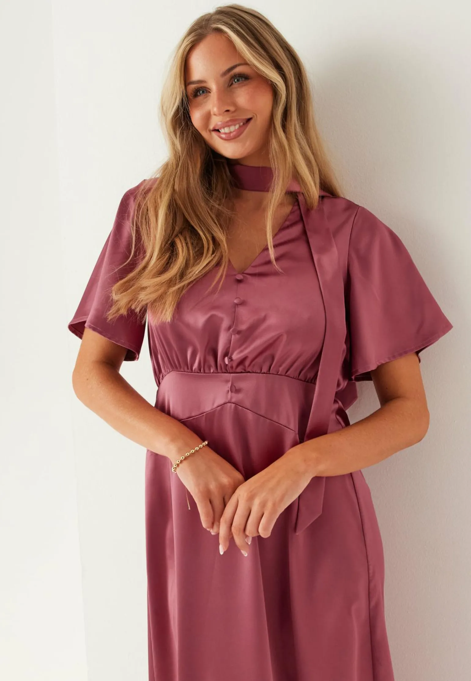 Satin Scarf Maxi Dress