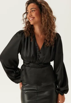 Satin V-neck Blouse
