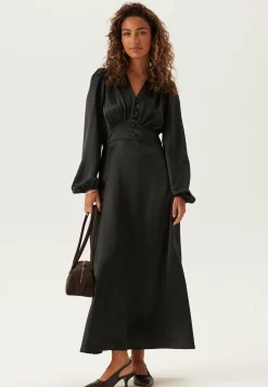 Satin V-neck Maxi Dress