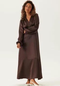 Satin V-neck Maxi Dress