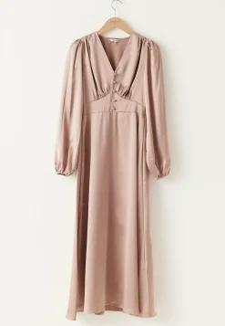 Satin V-neck Maxi Dress