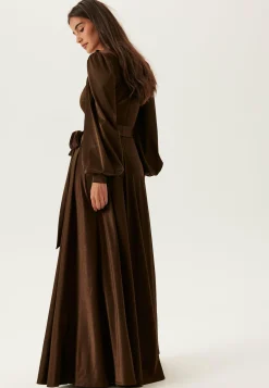 Satin Volume Sleeve Maxi Dress