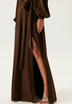 Satin Volume Sleeve Maxi Dress