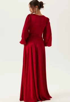 Satin Volume Sleeve Maxi Dress