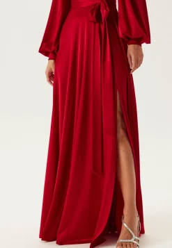 Satin Volume Sleeve Maxi Dress