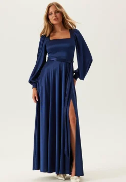Satin Volume Sleeve Maxi Dress