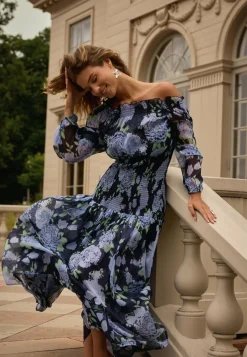 Smock Off Shoulder Maxi Dress