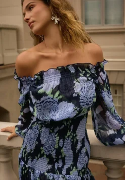 Smock Off Shoulder Maxi Dress