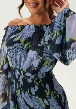 Smock Off Shoulder Maxi Dress