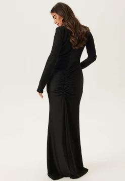 Sparkling Low V-neck Slit Gown