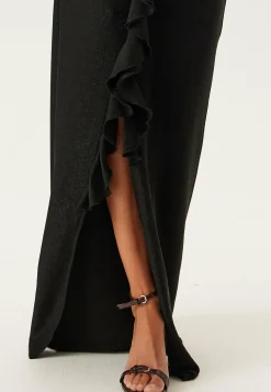 Sparkling Low V-neck Slit Gown