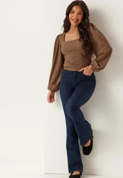 Square Neck Balloon Sleeve Top