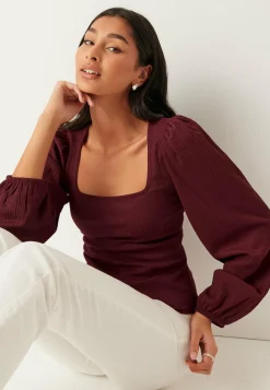 Square Neck Balloon Sleeve Top