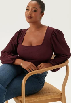 Square Neck Balloon Sleeve Top