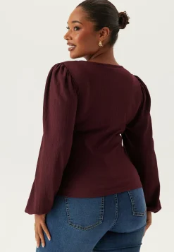 Square Neck Balloon Sleeve Top