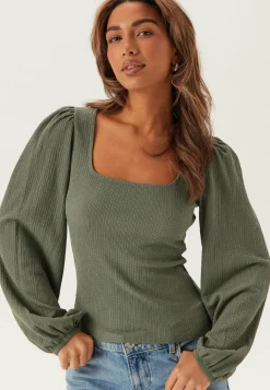 Square Neck Balloon Sleeve Top