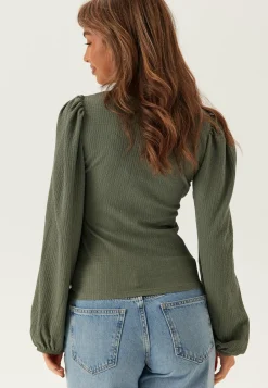 Square Neck Balloon Sleeve Top