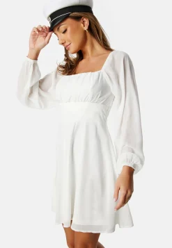Square Neck L/S Chiffon Dress