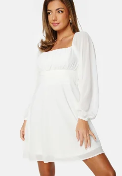 Square Neck L/S Chiffon Dress