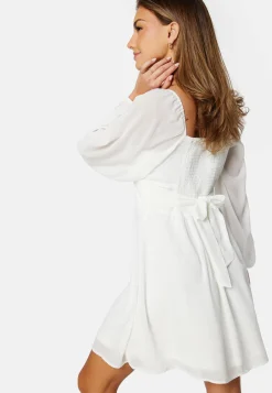 Square Neck L/S Chiffon Dress