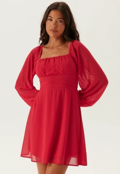 Square Neck L/S Georgette Dress
