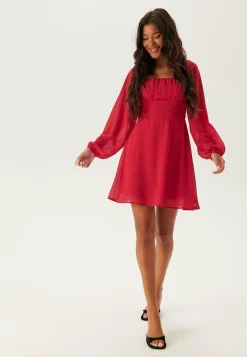 Square Neck L/S Georgette Dress