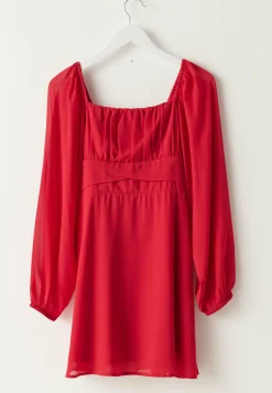 Square Neck L/S Georgette Dress