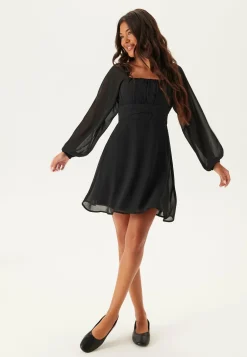 Square Neck L/S Georgette Dress