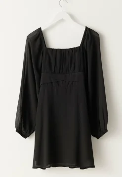 Square Neck L/S Georgette Dress