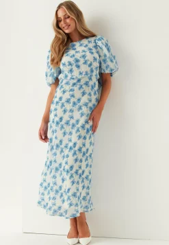 Structured Puff Sleeve Ankle Dress