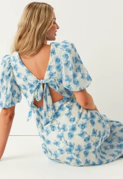 Structured Puff Sleeve Ankle Dress