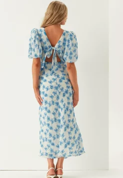 Structured Puff Sleeve Ankle Dress