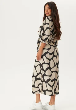 Structured Puff Sleeve Midi Dress