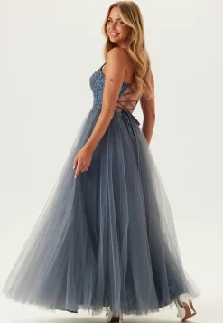 Tulle Back Lacing Evening Dress