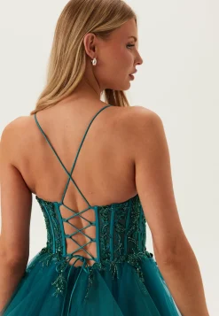 Tulle Frill Evening Dress with Lacing