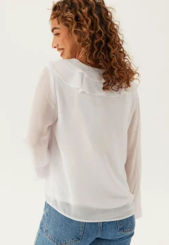 Viane L/S V-NECK FRILL TOP V-N