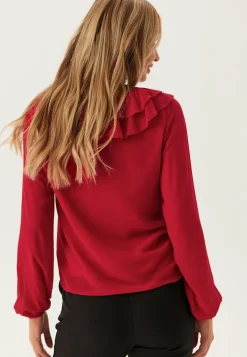 Viane L/S V-NECK FRILL TOP V-N