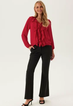 Viane L/S V-NECK FRILL TOP V-N