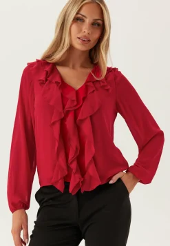 Viane L/S V-NECK FRILL TOP V-N