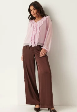 Viane L/S V-NECK FRILL TOP V-N