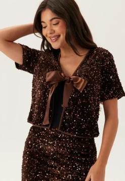 Vibelieve S/S TIE SEQUINS TOP