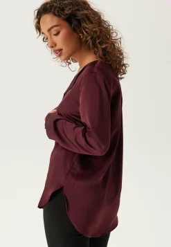 Viellette V-neck L/S Satin Shirt