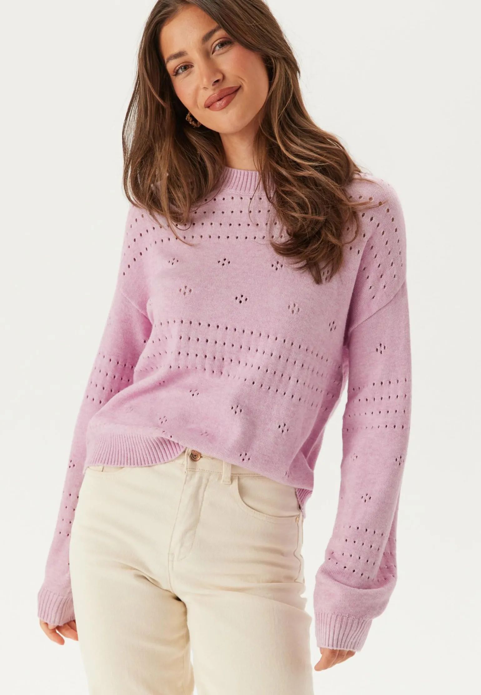 Viril L/S O-Neck Pointelle Knit