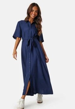 Viscose Belted Shirt Dress
