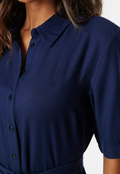 Viscose Belted Shirt Dress
