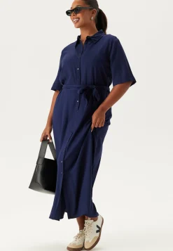 Viscose Belted Shirt Dress